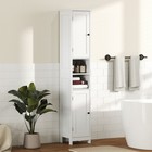 HOMCOM Badezimmerschrank hoch schmal mit 2 Türen, 2 offenen Fächern Weiß