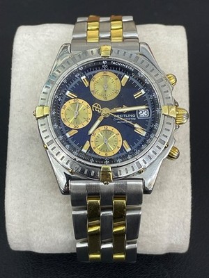 Breitling Chronometre 2 tone Watch B13352 black Dial Gold accent excellent shape