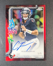CJ STROUD 2025 Topps Chrome Future Stars RED 5/5 1st Licensed AUTO ON CARD