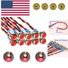 10pcs 6mm 1/4 LED Metal Indicator Light AC/DC...