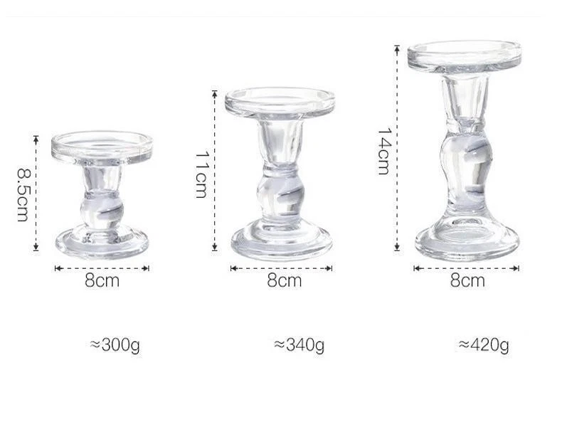 Glass Pillar & Dinner Candle Holders Small Medium Large Wedding Table & Decor - Image 2 of 4