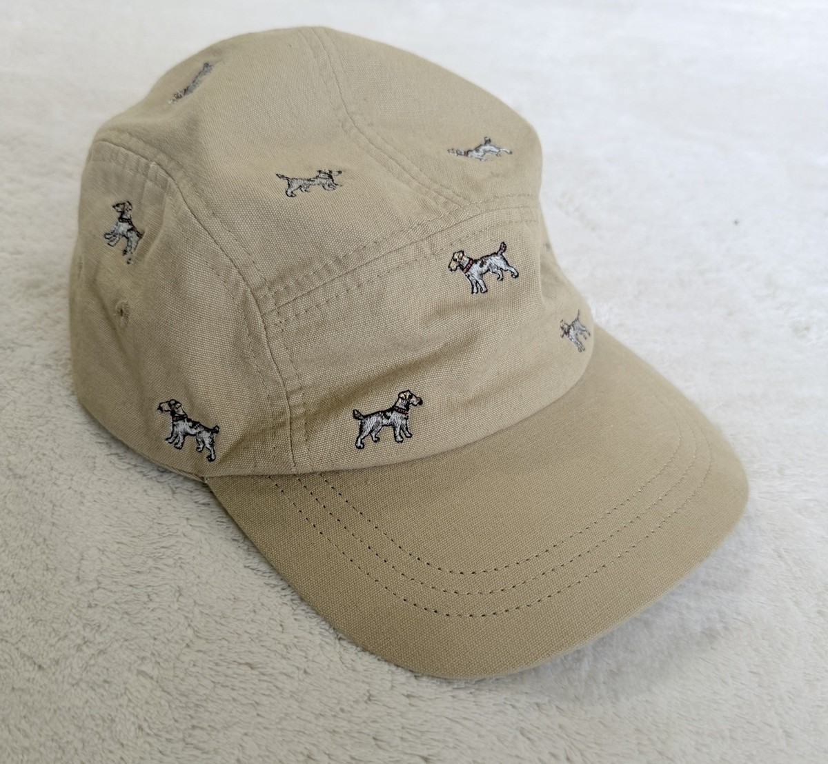 J.Crew Five Panel Hat Mens One Size Khaki Beagle Dog Embroidered