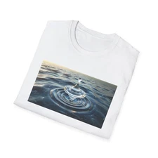 Surreal Glass Spinning Top Over Water T-Shirt Reflective Zen Aesthetic Tee