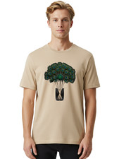 Peacock-Feathers-In-Vase Mens Graphic Tee, 100% Cotton, Casual Summer Wear
