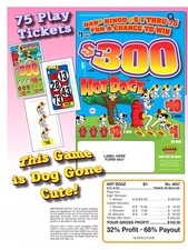 Pull Tab Ticket - Hard Card - Game - Holder - Hot Dogz- 512 ct