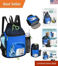 Swim Bag with Wet Pockets, Sandproof Beach Backpack with 40oz Tumbler Side Po...