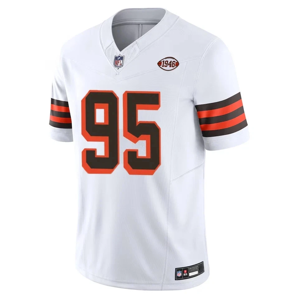 NWT Men's Browns #95 Myles Garrett White 2025 Jersey