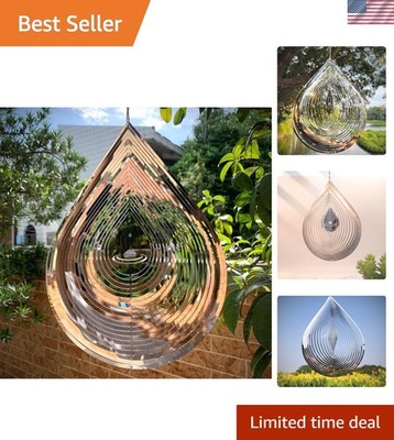 Highly Reflective 12'' Water Droplet Wind Spinner - Unique Outdoor Bird Scare