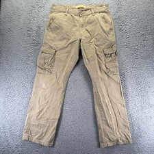Wrangler Pant Mens 34x32 Brown Cotton Cargo Straight Travel Workwear Utility