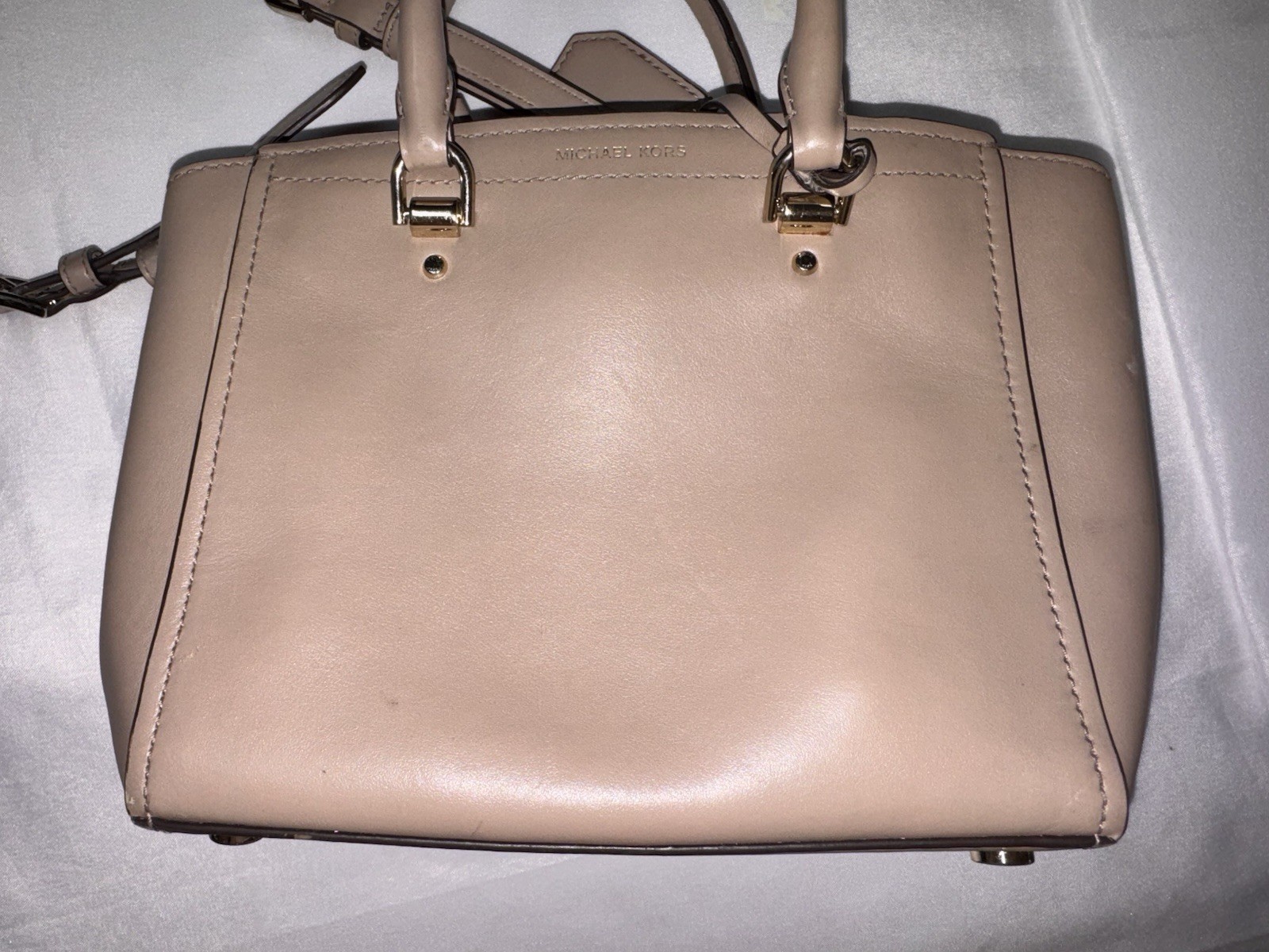 Michael  Kors Benning Medium Leather Satchel Tan thumbnail 16