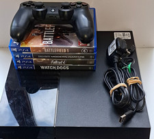 Sony PlayStation 4 PS4 500GB Black Bundle w/ DualShock 4 & 4 Games Working Good