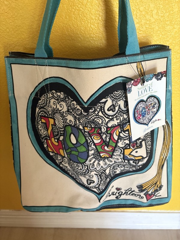 Brighton Summer of Love Reusable Canvas Zipper Tote Bag Large 15x15x6"