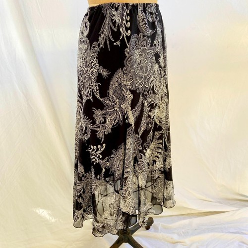 JKLA CALIFORNIA Black Paisley Floral Full Flare Swing Skirt Boho Cottagecore S - Picture 3 of 7