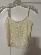 BRAND NEW W/ TAGS Cotton Candy LA Lace Spaghetti Strap Top Ivory Size Medium