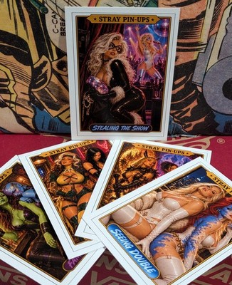 Stray Pin-Ups 5 Card Add-On Mini Set Marvel Inspired Fantasy Pin-Up Art Cards