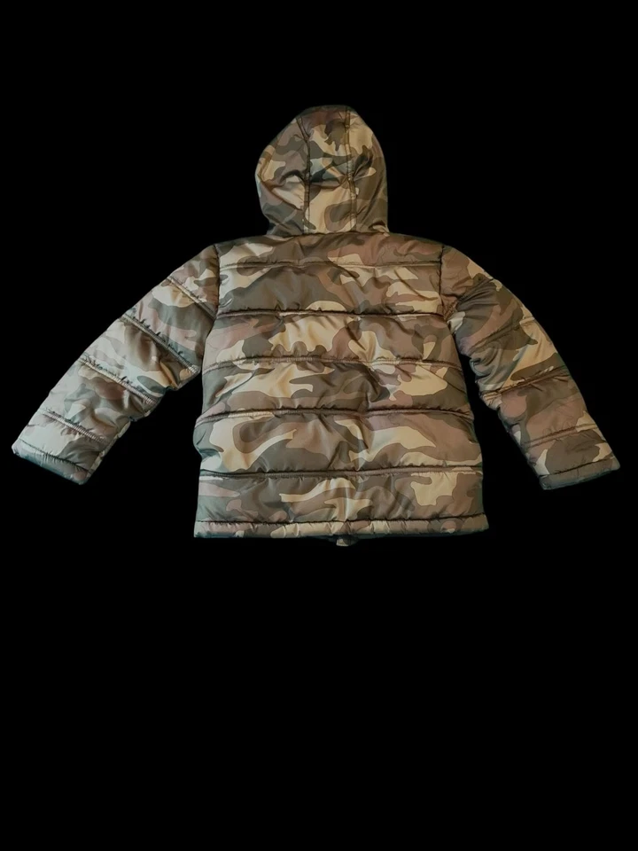 Chaqueta acolchada de camuflaje para niños con forro polar naranja Foto 2 de 4