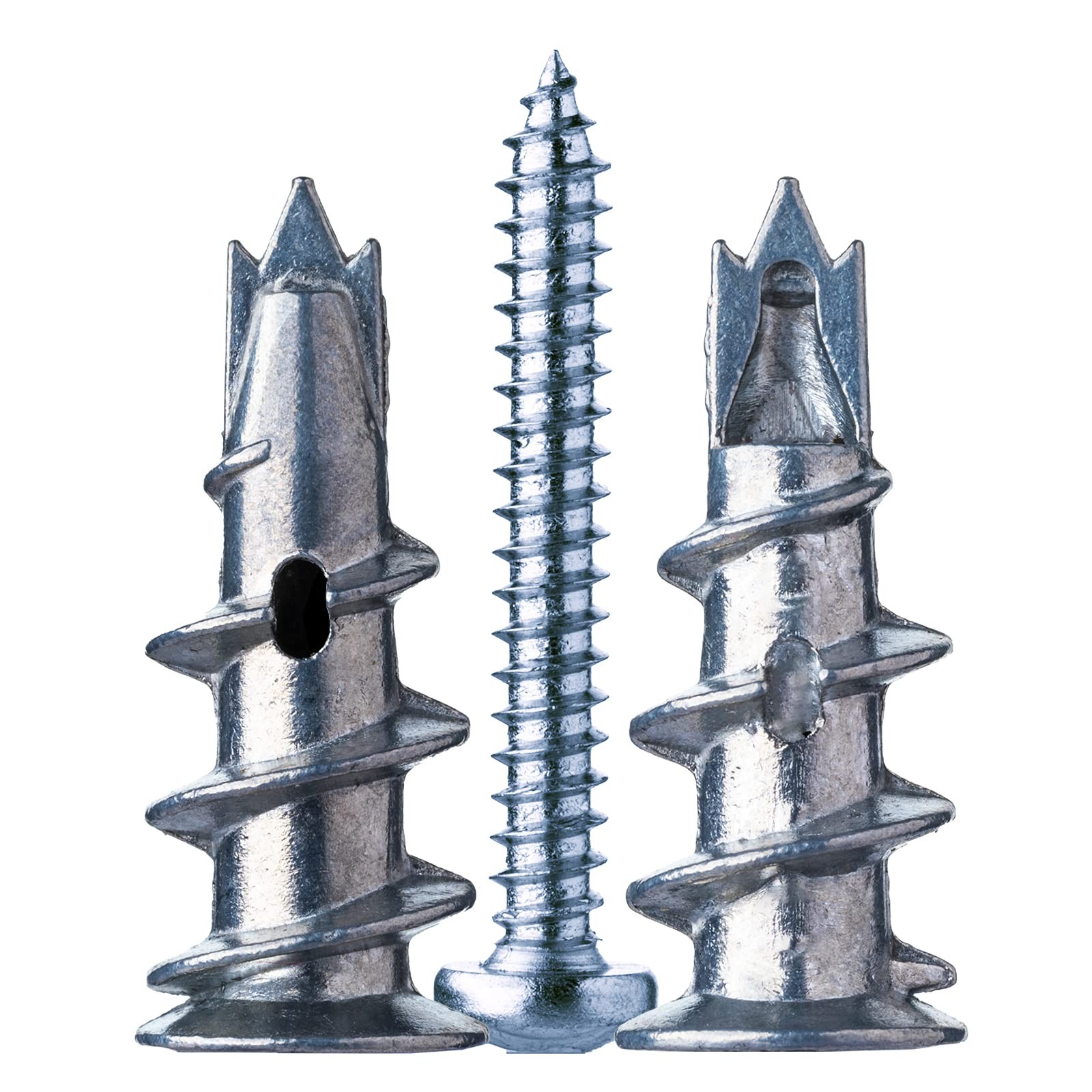 Metal Plasterboard Fixings, 20 Heavy-Duty Self-Drilling Anchors with 20pcs