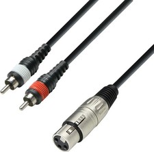 Adam Hall Cables 3 STAR YFCC 0600 - Audio Cable XLR Female to 2 x RCA Male, 6 m