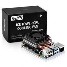 Geeekpi Fan For Raspberry Pi 4, Ultra Thin Ice Tower Cooler For Raspbe