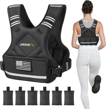 Adjustable Weighted Vest, w/  6 Ironsand Weights, Large Pocket, for Men Women