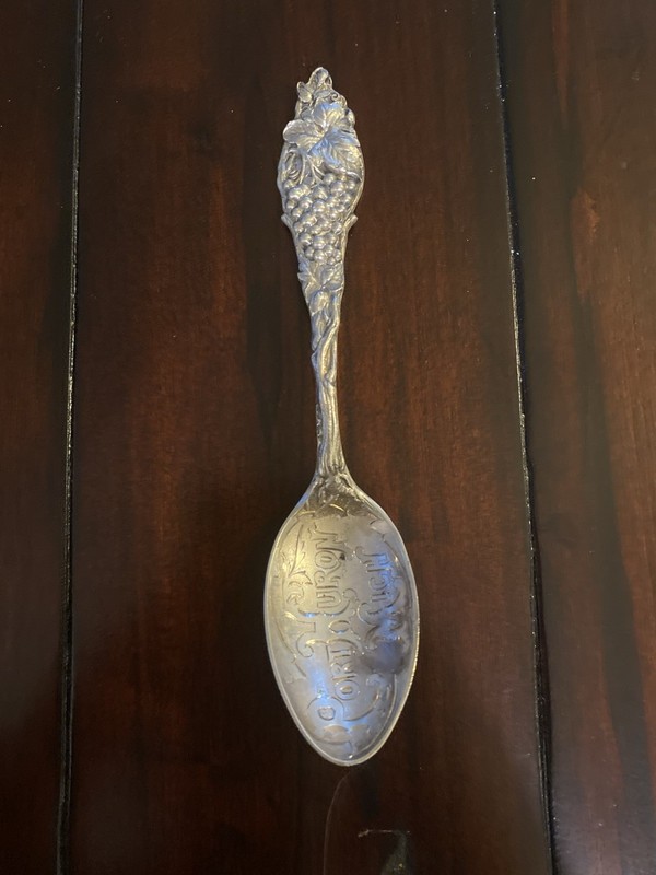 Sterling Silver (.925) Port Huron Michigan Souvenir Spoon, Grape, Art Nouveau
