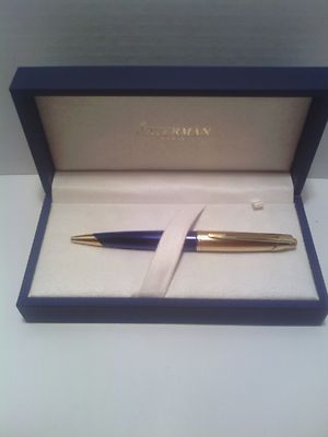 Waterman Edson Ballpoint Pen Sapphire Blue & Gold In Box Mint * | eBay
