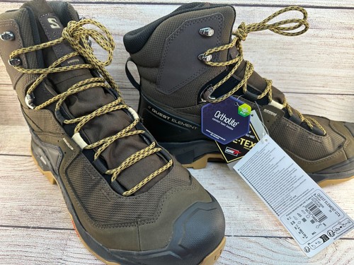 Salomon Quest Element Gore-Tex Wanderschuhe Herren Größe 11,5 schwarz stumpf gold