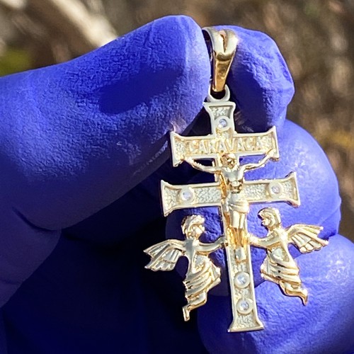 "Colgante de cruz de plata La Cruz de Caravaca oro sobre plata esterlina 925 real 1,25" - Imagen 11 de 12