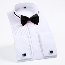 2023 Men's Wingtip Tuxedo Formal Shirts with Tie Party Wedding Bridegroom Tops