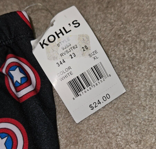 NEW Captain America Leggings, XL, Black, Shield Design, Marvel Brand - Picture 3 of 5