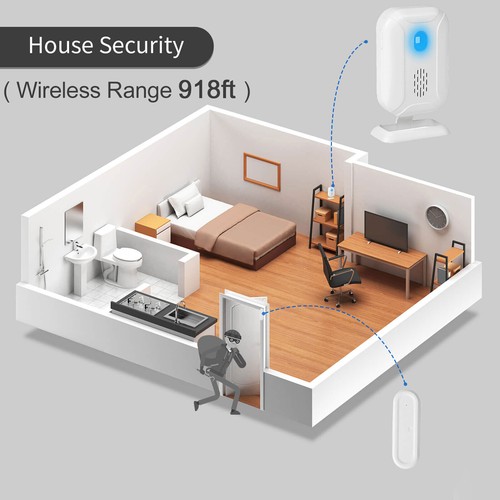 Door Chime Wireless Door Open Sensor Window Alarm 918 FT 36 Melodies w/ 2Sensors - Picture 7 of 12