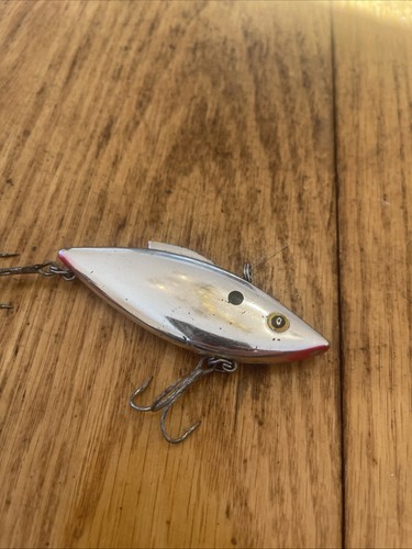 Señuelo de pesca cromado/negro Bill Lewis Crankbait sin labios Rat-L-Trap de 3/4 OZ - Imagen 4 de 7