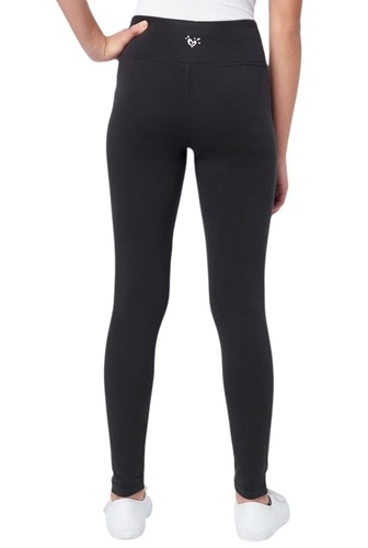 Justice Girls Leggings Black 18/20 Full Length Classic Cotton Elastic Waist Logo - Picture 9 of 11