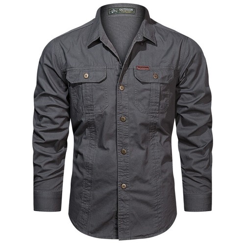 Men Tops Long Sleeve Cargo Shirt Mens Lapel Neck Soft Hiking Casual Blouse Work - Picture 3 of 26
