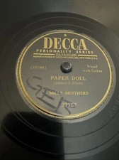 Decca 78 RPM Mills Brothers - Paper Doll 27157 V