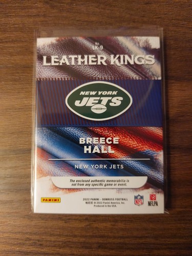 Breece Hall Jets 2022 Donruss Football Leather Kings Studio Series Patch /49 - Bild 3 von 3