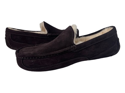 Ugg Men's Ascot Suede Wool Slip On Loafer Slipper Espresso Brown New Size 9 - Picture 4 of 14