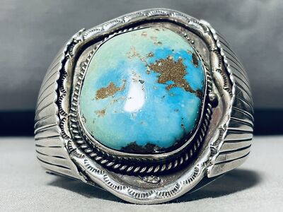 One Of Largest Vintage Navajo Cripple Creek Turquoise Sterling Native American Jewelry Silver Bracelet One Of Largest Vintage Navajo Cripple Creek Turquoise Sterling Native American Jewelry Silver Bracelet