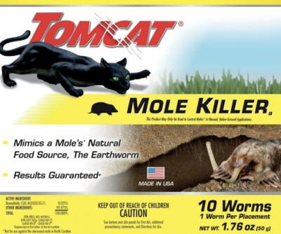 Tomcat Mole Killer Worm Bait Includes 10 Worms per Box - Mimics a Mole