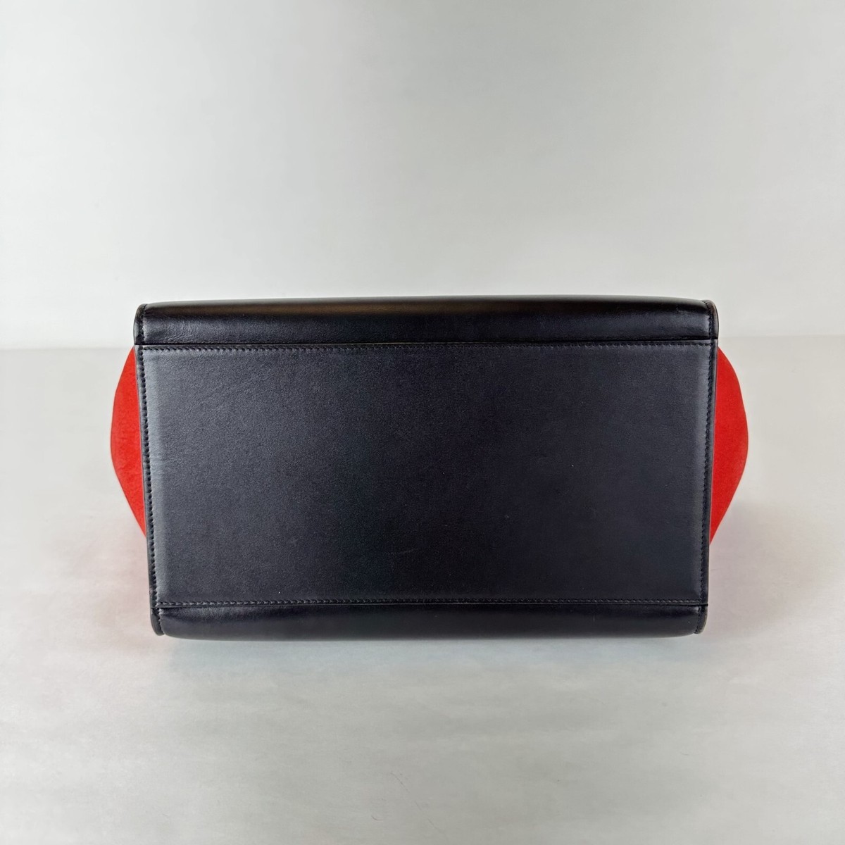 直営店‐CELINE‐ Trapeze ショルダークロスバッグ Celine Trapeze Grey Red Black Leather Small Top Handle