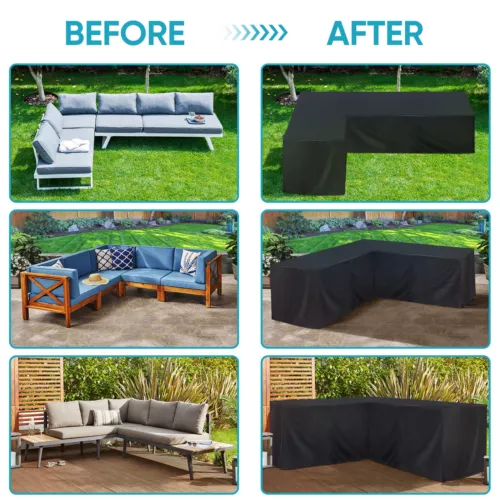 Waterproof L Shaped Garden Furniture-Cover Heavy Duty Rattan-Corner Outdoor Sofa - Picture 11 of 11