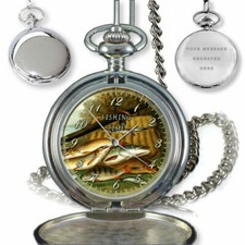 FISHING TIME FISHERMAN ANGLING POCKET WATCH BIRTHDAY BEST GIFT ENGRAVED
