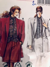 VTG Avantgarde 21224 Neue Mode Misses Pencil Skirt Culottes Suit SZ 12- 20 FF