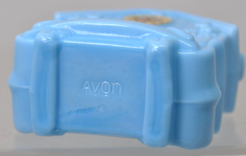 Vintage Avon blaue Milchglas Rosen, Rosen Kölnisch Wasser 5 Unzen blaue Kuckucksuhr fast voll - Bild 4 von 4