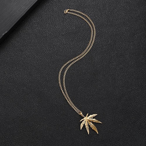 Retro Punk Titanium Steel Rock Leaf Pendant Choker Hip Hop Maple Leaf Necklace - Picture 10 of 15