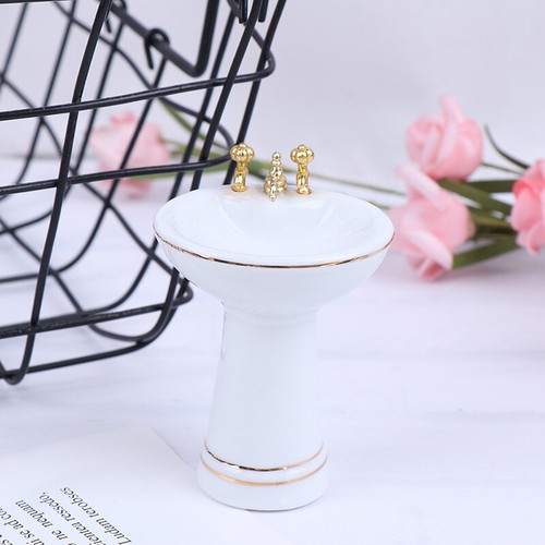 5Pcs 1:12 Dollhouse Miniature Porcelain Bathroom Set Toilet Basin Bathtub M-*- - Picture 7 of 10