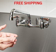 Wall Mount Commercial Sink Faucet 8" Centers 12" Swing Spout 1 2 3 Compartment