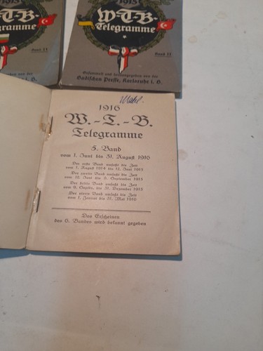1914/17. Erster Weltkrieg. W.-T.-B. Telegramme. 4 Bände. - Bild 2 von 5