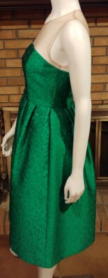 P.A.R.O.S.H. Green Jacquard Illusion Neckline Fit & Flare Party Dress NWT  Size S | eBay