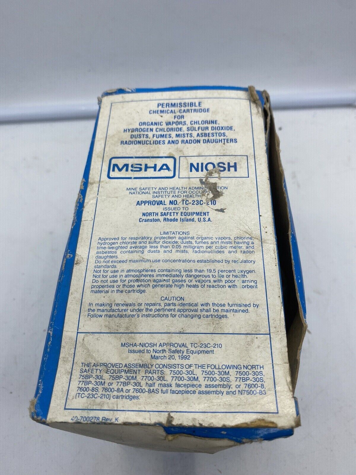 2 New North Safety Products N7500-83 Respirator Permissible Chemical Cartridge